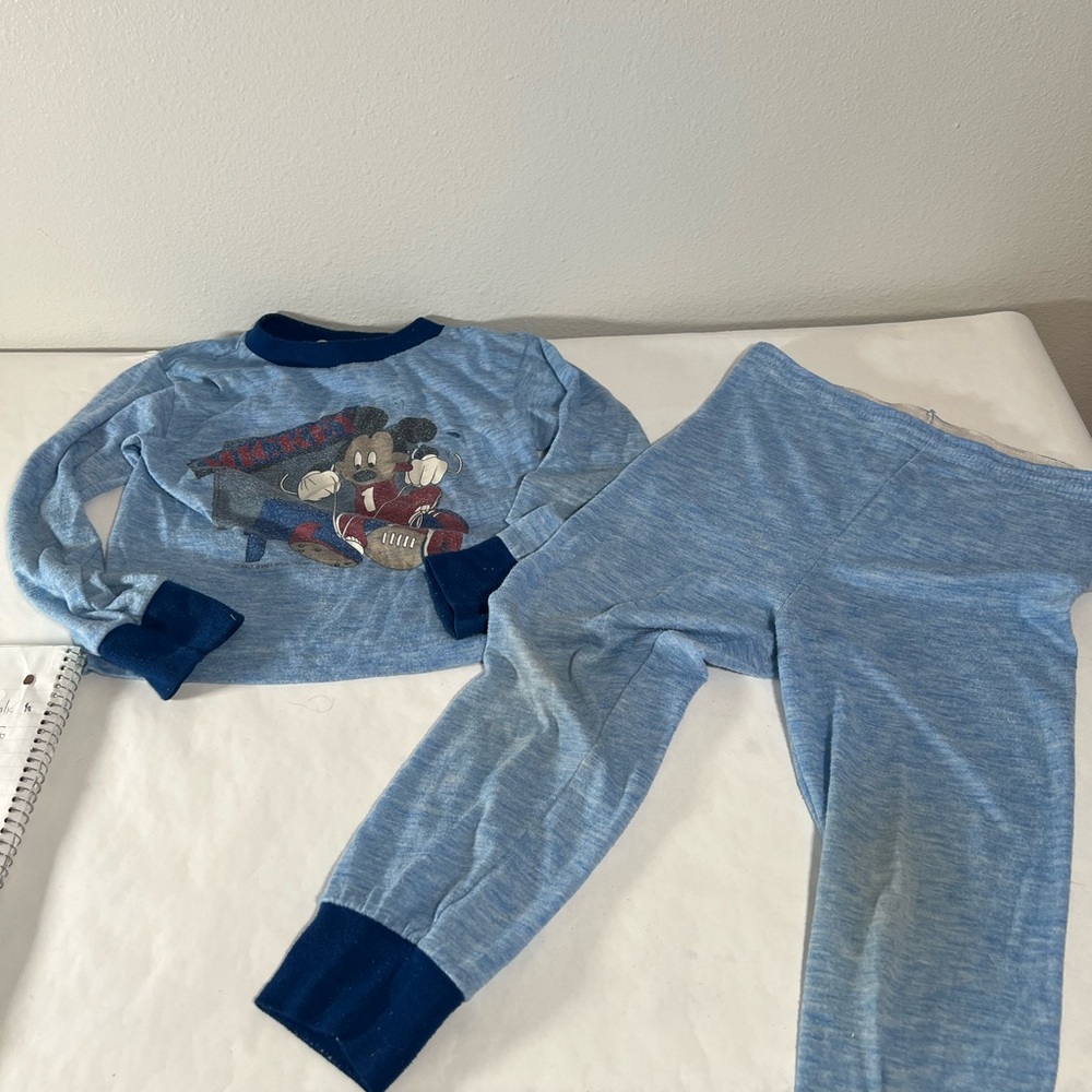 Vintage Allison‎ Blue Mickey Mouse Pajama Set size 7